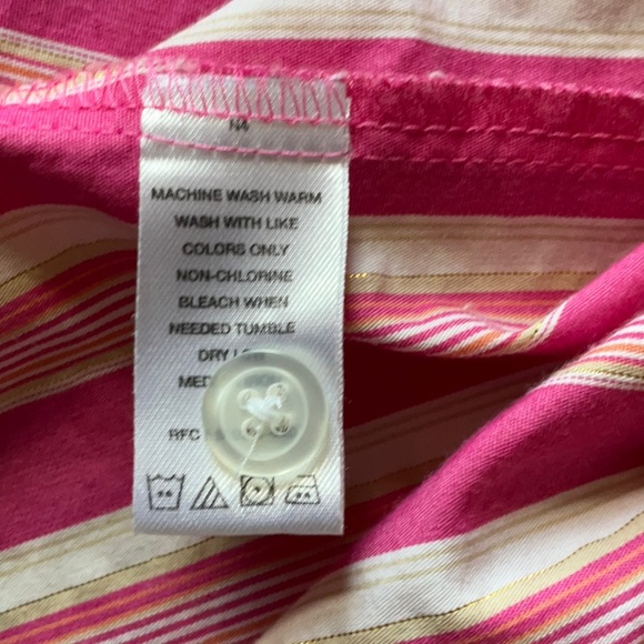 George Pink & White Striped Blouse, 26W/28W, with Cap Sleeves - Picture 5 of 5